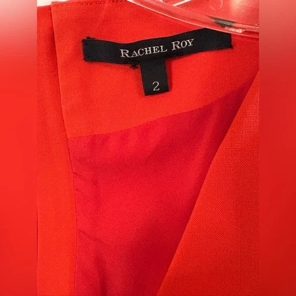 RACHEL Rachel Roy Red Midi Dress with Beige Accents - Picture 2 of 5